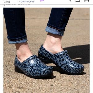 Lite Medical Slip Resistant Clogs Blue Leopard Animal Print